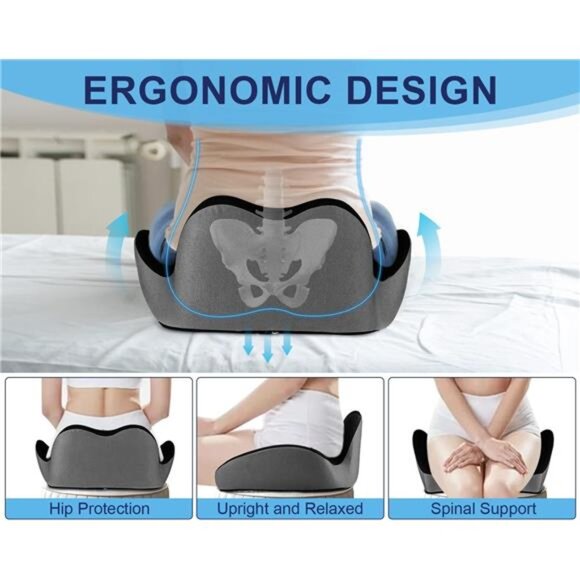 Orthopedic Seat Cushion,X Large Breathable Office Chair Cushion - Picture 3 of 8